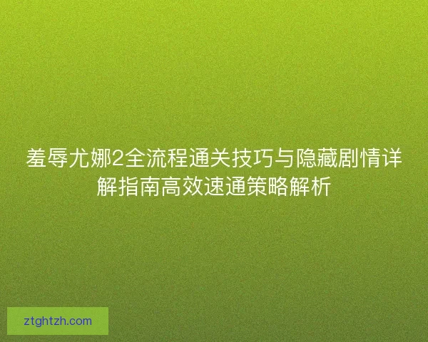 羞辱尤娜2全流程通关技巧与隐藏剧情详解指南高效速通策略解析